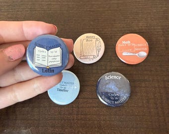 Latin Subject Master Pin Button | Book Icon, Study Club Badge