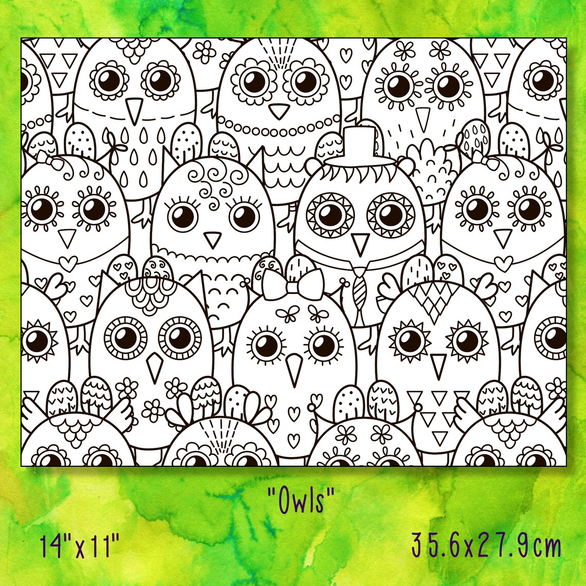 Owls Paint Your Own Canvas Flat Canvas Colouring in Canvas Etsy