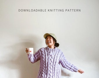 Braidy Jumper | PDF Digital Download | Knit Cable Sweater Pattern | Chunky Knit Cable Jumper Pattern | Oversized Pullover | Seamless