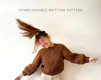 Start Here Top Down Jumper | PDF Digital Download | Chunky Knit | Oversized Pullover | Beginner Friendly Knit Sweater | Seamless