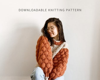 Social Bubble Jumper | Digital Download | Sweater Knitting Pattern | Oversized Jumper Pattern | Beginner Friendly | Bubble Sweater Pattern