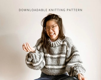 Earn Your Stripes Jumper Pattern | Digital Download | Knit Sweater Pattern | Striped Knit Pattern | Beginner Friendly | Lines | Seamless