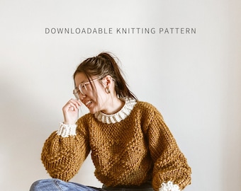 Crisscross Applesauce Jumper | Digital Download | Oversized Sweater Knitting Pattern | Knit Jumper Pattern | Beginner Friendly | Seamless