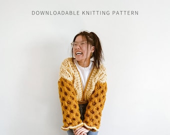 Buzzworthy Cardigan | Digital Download | Chunky Cable Knit Cardigan Pattern | Cable Knit Cardigan | Seamless | Honey Knit Cardigan | DIY