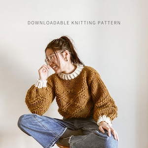 Crisscross Applesauce Jumper | Digital Download | Oversized Sweater Knitting Pattern | Knit Jumper Pattern | Beginner Friendly | Seamless