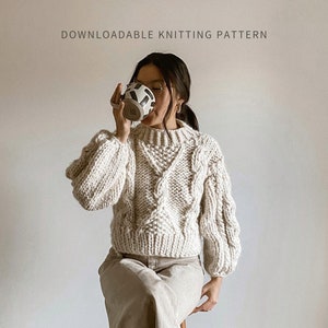 Snowfall Jumper | PDF Digital Download | Knit Cable Sweater Pattern | Chunky Knit Cable Jumper Pattern | Oversized Pullover | Seamless