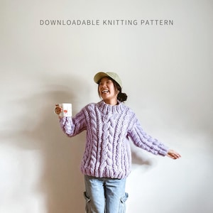 Braidy Jumper | Pobierz plik PDF w wersji cyfrowej | Wzór na sweter z warkoczami | Wzór na sweter z warkoczami | Luźny sweter | Bezszwowy