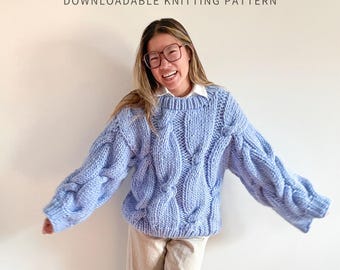 The Whirlwind Jumper | PDF Digital Download | Knit Cable Sweater Pattern | Chunky Knit Cable Jumper Pattern | Oversized Pullover | Seamless