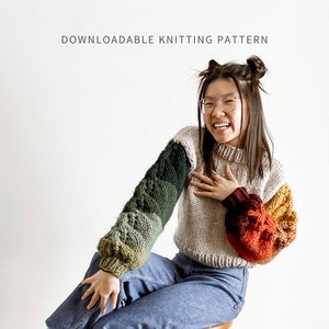 Seasons of Change Jumper Pattern | Digital Download | Knit Sweater Pattern | Lace Knit Pattern | Leaf Sweater | Leaf Sleeves | Seamless