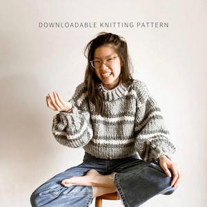 Earn Your Stripes Jumper Pattern | Digital Download | Knit Sweater Pattern | Striped Knit Pattern | Beginner Friendly | Lines | Seamless