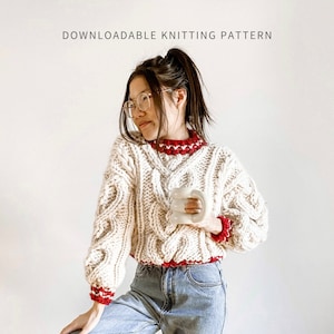 Heart and Soul Jumper | PDF Digital Download | Knit Cable Sweater Pattern | Chunky Knit | Oversized Pullover | Heart Sweater | Seamless