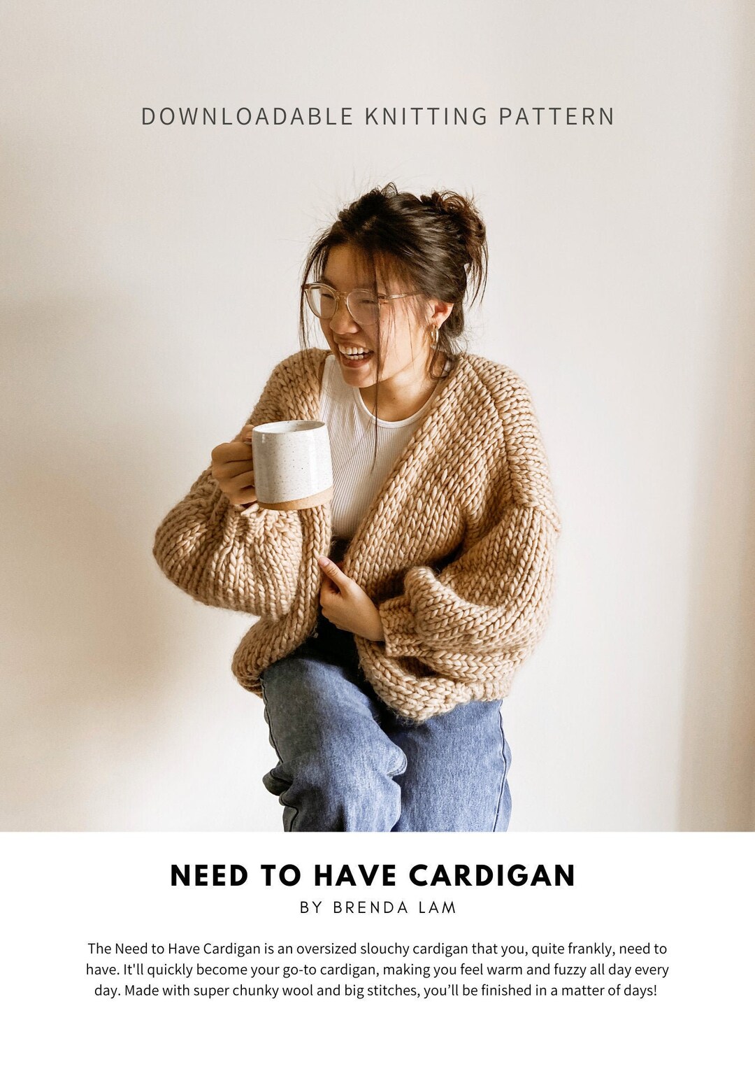 Need to Have Cardigan Digital Download Chunky Knit Cardigan Pattern Oversized Knit Cardigan Pattern Beginner Friendly Seamless Etsy Canada