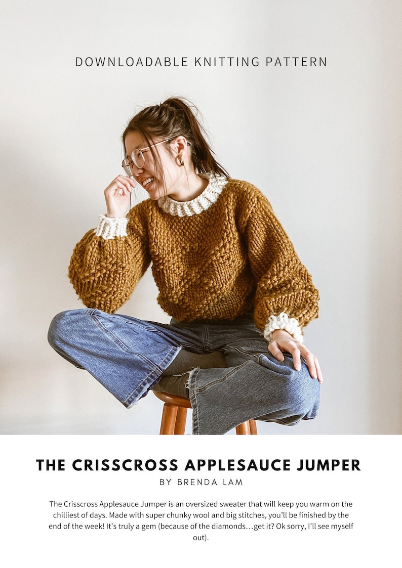 Crisscross Applesauce Jumper Digital Download Oversized Sweater Knitting Pattern Knit Jumper Pattern Beginner Friendly Seamless image 1