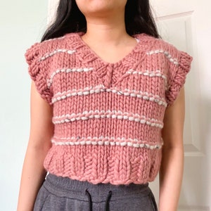 Dotted Line T-vest Digital Download Cropped Knit Sweater Vest Pattern ...