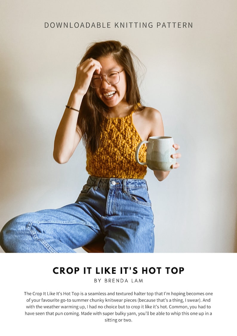 Crop It Like It's Hot Top Digital Download Chunky Knit Crop Top Pattern Knit Halter Top Pattern Quick Knit Beginner Friendly Knit image 1