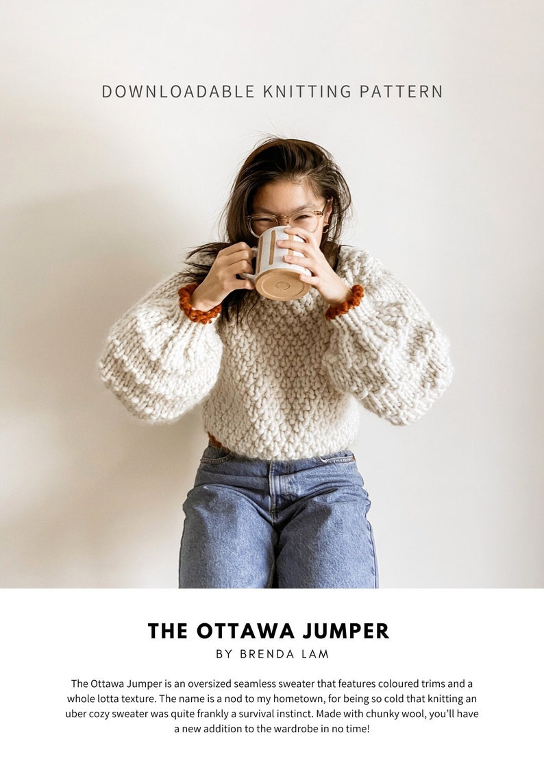 Ottawa Jumper Digital Download Oversized Sweater Knitting Pattern Knit Jumper Pattern Chunky Knit Beginner Friendly Seamless image 1