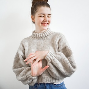 I'm Obsessed Jumper Digital Download Chunky Knit Sweater Pattern Oversized Knit Sweater Pattern Seamless Cropped Jumper Pattern image 3