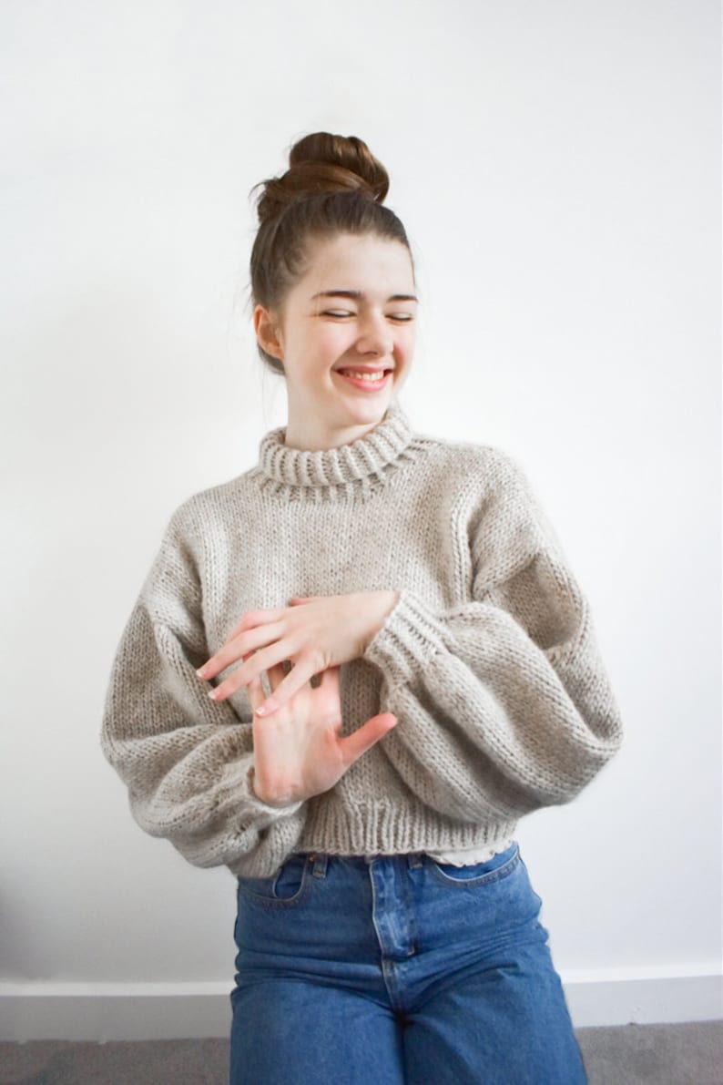 I'm Obsessed Jumper Digital Download Chunky Knit Sweater Pattern Oversized Knit Sweater Pattern Seamless Cropped Jumper Pattern image 3