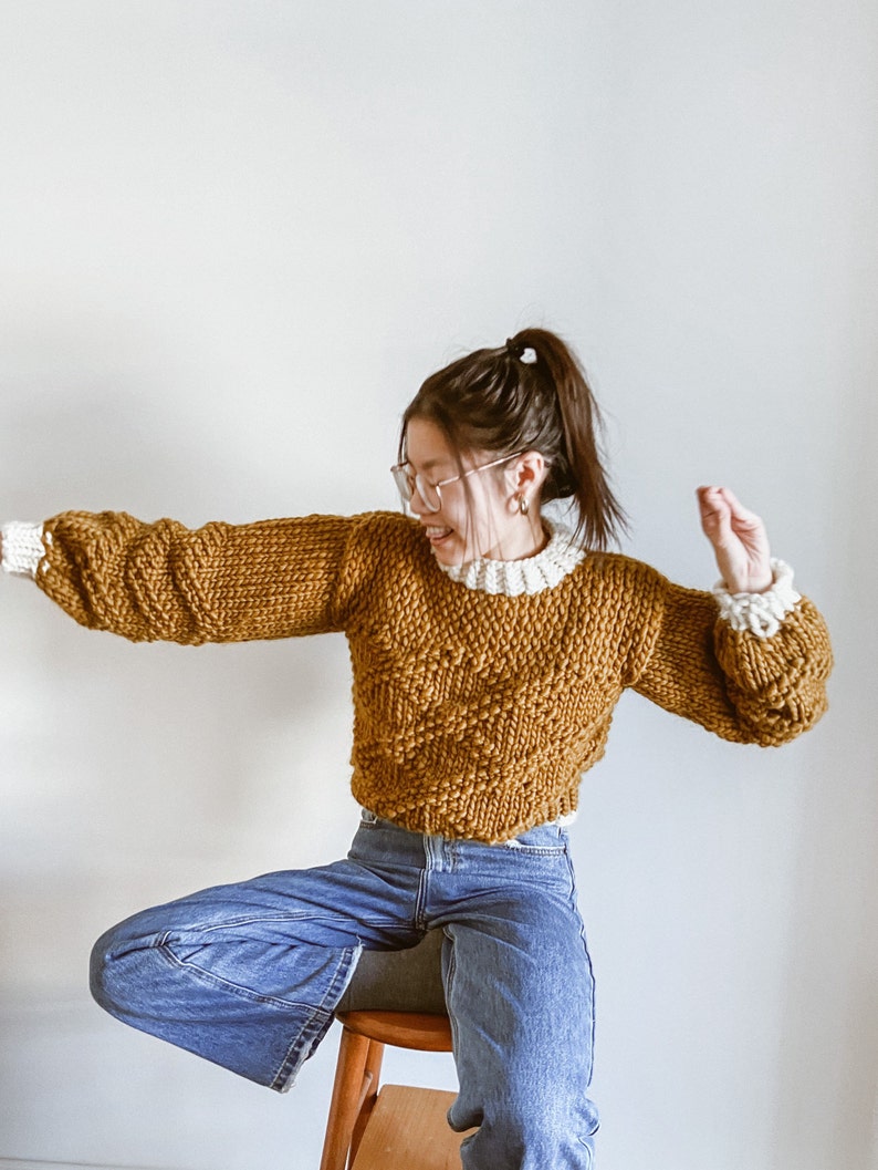 Crisscross Applesauce Jumper Digital Download Oversized Sweater Knitting Pattern Knit Jumper Pattern Beginner Friendly Seamless image 4