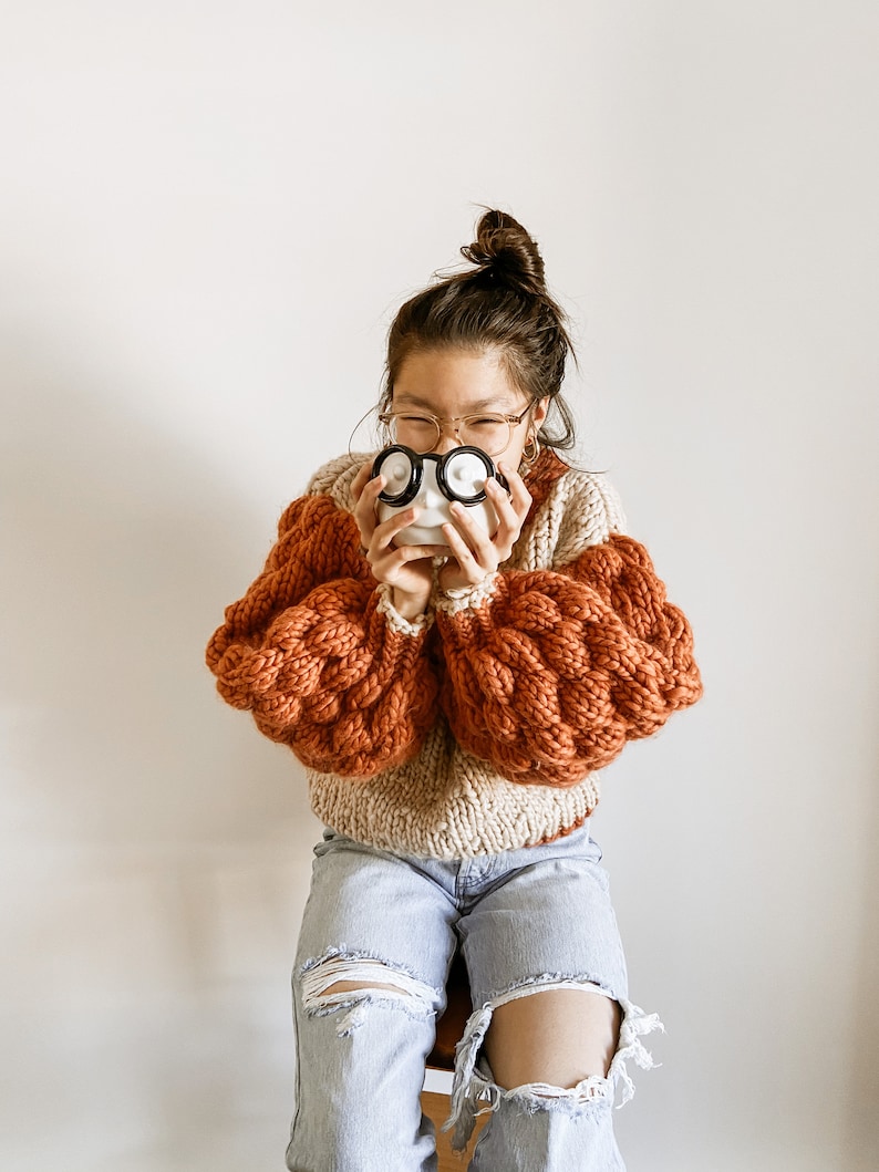 Social Bubble Jumper Digital Download Sweater Knitting Pattern Oversized Jumper Pattern Beginner Friendly Bubble Sweater Pattern image 3