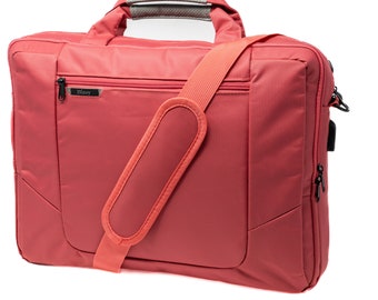 Pink Bizey  Laptop Messenger Bag water proof with Charging Port