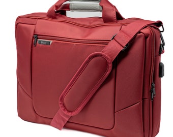 Red Bizey  Laptop Messenger Bag water proof with Charging Port