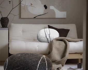 Almohadas de lana afieltrada con piedras: estilo escandinavo, juego de 2 (19 y 13 pulgadas)