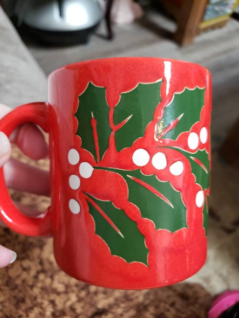 Vintage Christmas Waechtersbach Holly cup west Germany