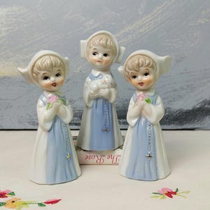 Ceramic Nun Figurines, Kitsch Religious Figurines