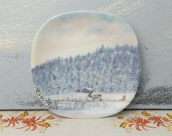 Petite assiette murale hiver en Laponie, Finlande, Anita Rantanen-Siewers, porte-objets