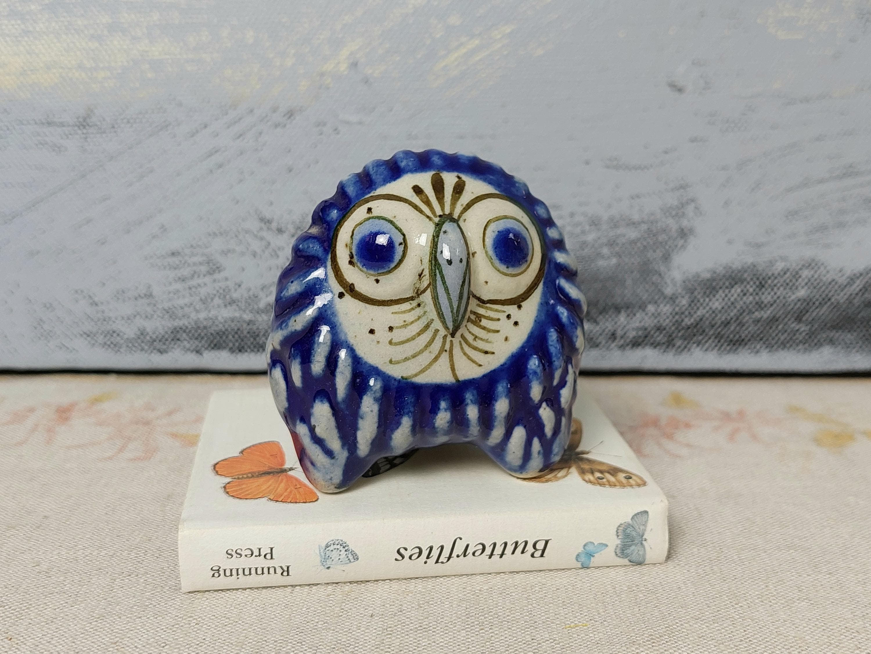 El Palomar Mexico Small Owl Figurine, Tonala Mexican Pottery