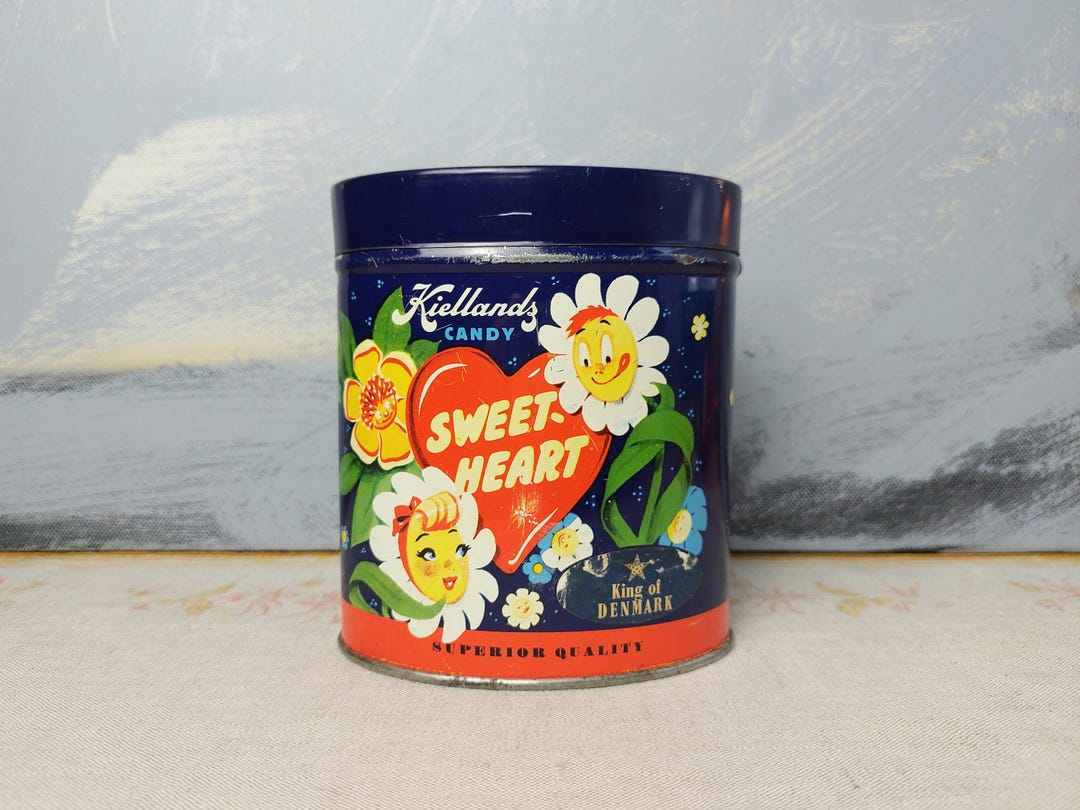 Kiellands Sweet-heart Candy Tin, Made in Norway, Anthropomorphic Kitsch ...