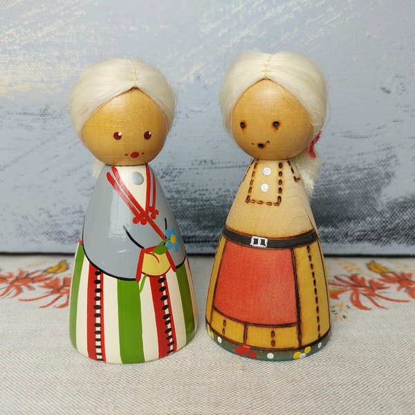 Salvo Petites poupées en bois, figurines en bois d’art populaire, poupées Peg