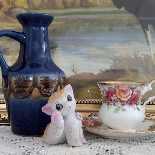 イタリア製陶器キャンドルホルダー、陶器製チェンバースティック