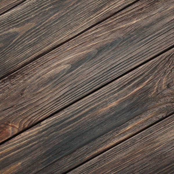BLACKENED BROWN real wooden plank double-sided backdrop for food photography, product shooting, photo background, photo prop