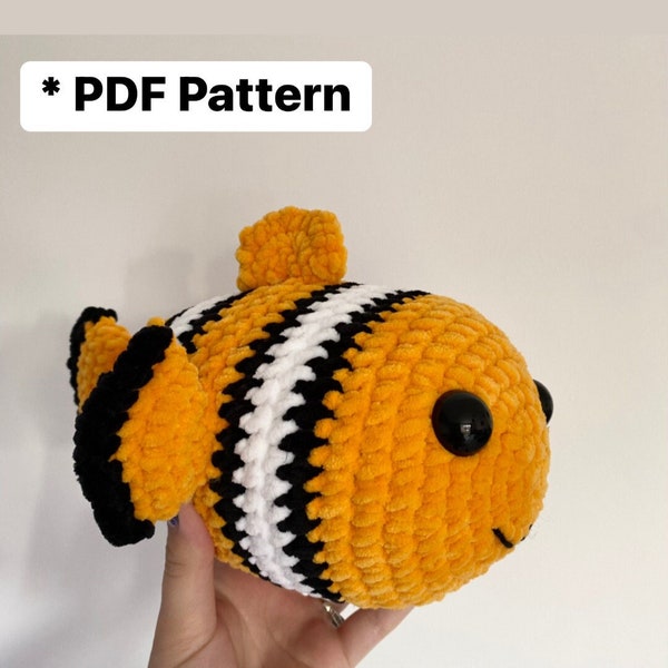 Coco The Clownfish - PDF Crochet Pattern, Clownfish crochet pattern