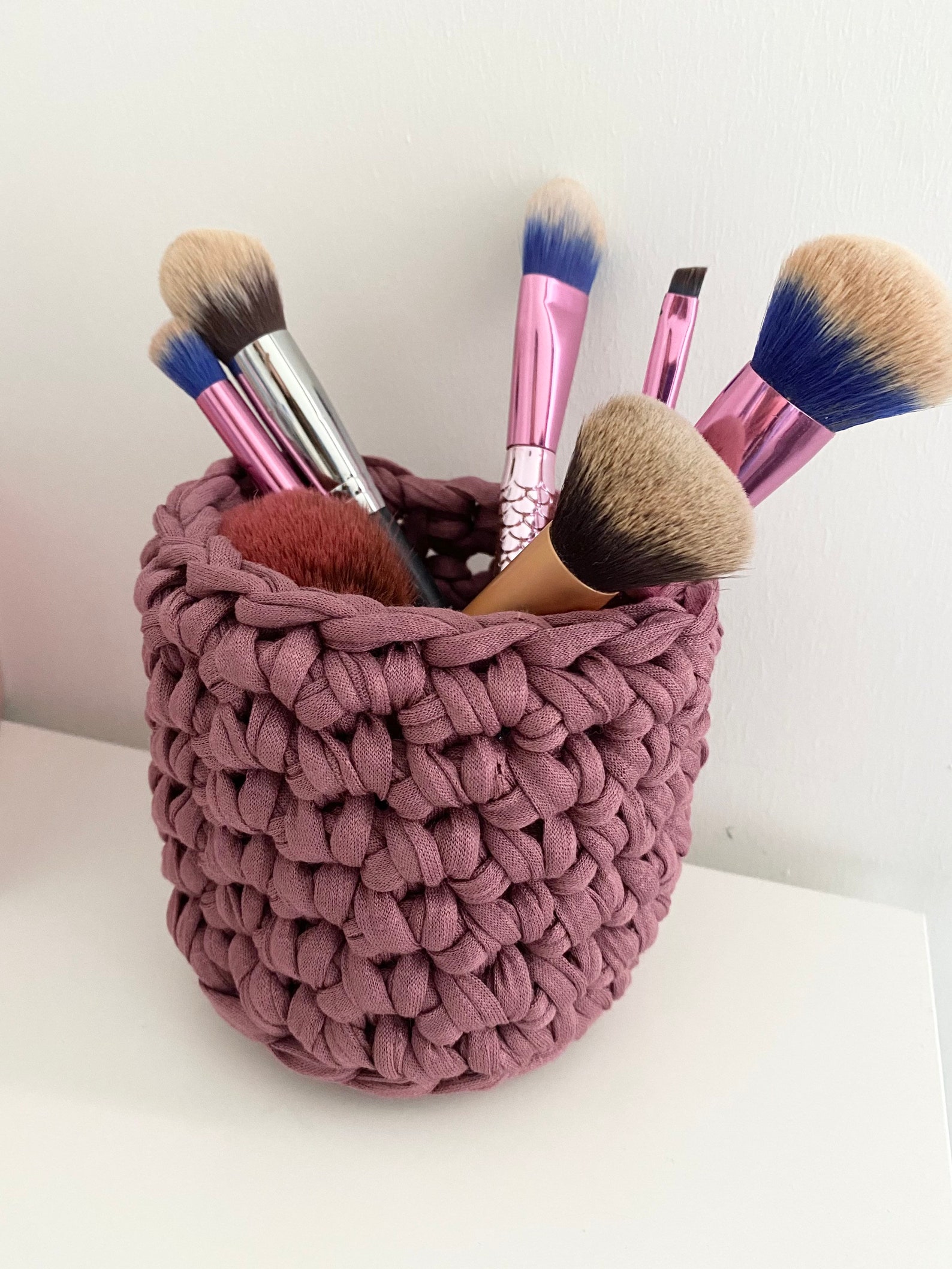 Handmade Storage Basket Makeup Brush Pot Crochet Basket Etsy