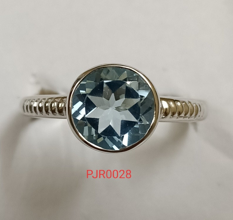Blue Topaz Ring-Handmade Silver Ring925 Sterling Silver with white rhodium Ring,Anniversary Gift,Mothers day Gift,Wedding Gift,Birthday Gift