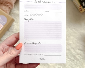 A6 Book Review Notepad | 50 Sheet Reading Journal Pad | Book Lover Stationery