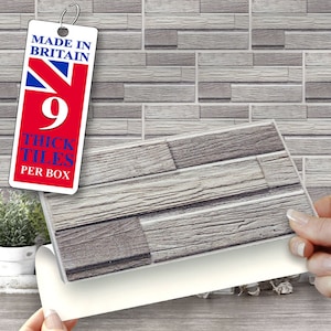 8&quot;x4&quot; Wall Tile Stickers, Self Adhesive, SOLID / THICK, Stick On Tiles. Pack of 9 Shanty Tiles. Over tiles or onto the wall