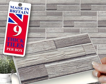 8&quot;x4&quot; Wall Tile Stickers, Self Adhesive, SOLID / THICK, Stick On Tiles. Pack of 9 Shanty Tiles. Over tiles or onto the wall