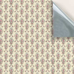 DOLLS HOUSE WALLPAPER Self Adhesive, Repositionable, 1/24th Scale Vinyl Sheet, No. 23 Regency Floral Cream Wallpaper, Set of 4 sheets