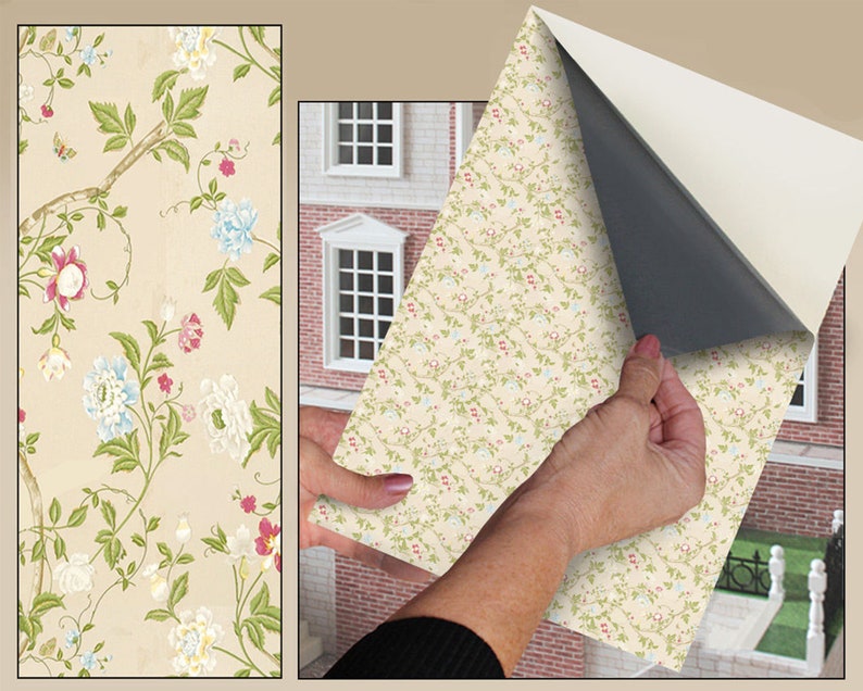 Self Adhesive Dolls House Wallpaper 1/12th Scale Vinyl Sheet Etsy