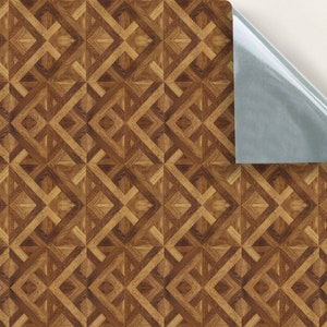 DOLLS HOUSE WALLPAPER Self Adhesive, Repositionable, 1/24th Scale Vinyl Sheet, No. 54 Parquet Floor, Set of 4 sheets