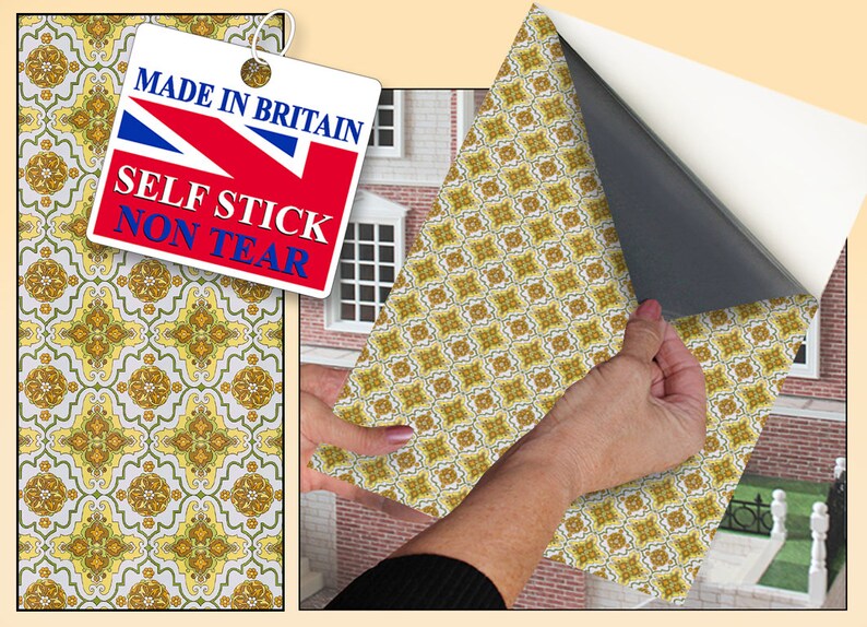 DOLLS HOUSE WALLPAPER Self Adhesive 1/12th Scale Vinyl Sheet Etsy