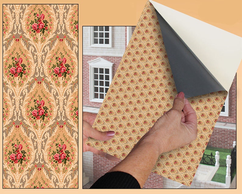 Self Adhesive Dolls House Wallpaper 1/12th Scale Vinyl Sheet Etsy