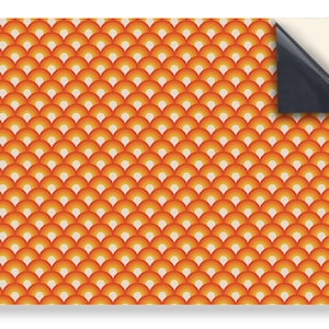 DOLLS HOUSE WALLPAPER Self Adhesive, 1/12th Scale Vinyl Sheet, Retro Orange Lino or Wall  :  larger than A4 size, Will Not Tear.