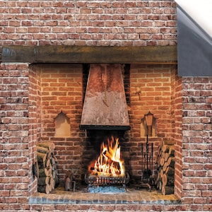 DOLLS HOUSE WALLPAPER Self Adhesive, 1/12th Scale Vinyl Sheet No. 158 Inglenook Brick Fireplace Larger than A4 Will Not Tear