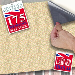 PUPPENHAUS TAPETE Selbstklebend, 1/12th Scale Vinyl Sheet No. 147 Vintage Floral Pink & Pfirsich größer als A4 wird nicht reißen