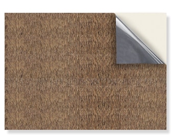 Self Adhesive Dolls House Wallpaper, 1/12 Scale Thatch Brown Vinyl Sheet
